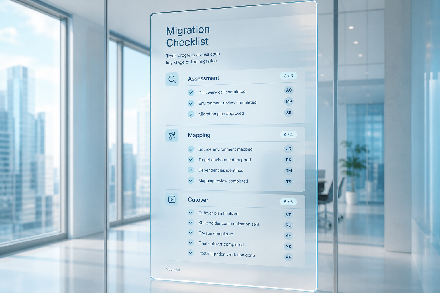 migration checklist UI