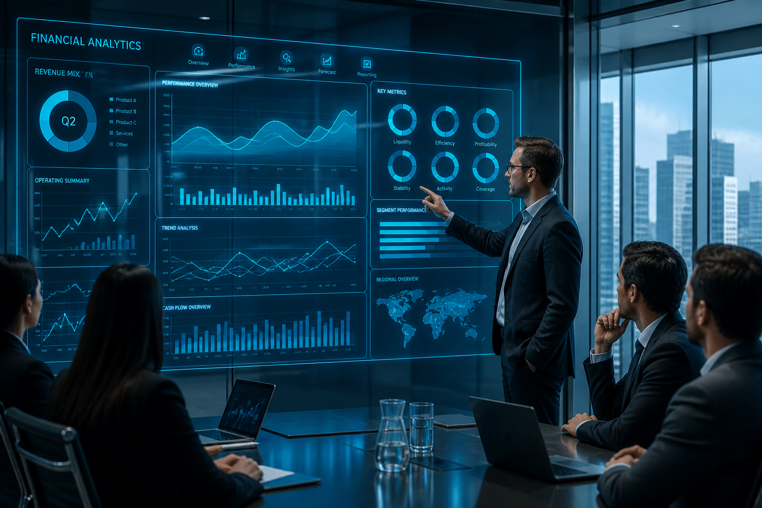 analytics dashboard (abstract charts only)